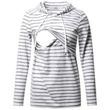 Anokhinaliza Maternity Nursing Hoodie Long Sleeve Striped Pregnant Women Tops Breastfeeding Sweatshirt Nurse Clothes For Spring Autumn