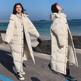 Cotton Jacket Women's Korean Fashion Winter Parkas Hooded Jackets Female Over knee Long Warm Bread Loose Thick Padded Coat