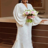 Anokhinaliza Spring Fashion White Dress Large Size Sequined High Waist Loose One-piece Long Porm Evening Long Maxi Robe Femme Vestiods