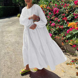 Anokhinaliza Bohemian Long Dress Summer Lantern Sleeve Dress  Women Vintage Ruffled Holiday Vestido Long Robe Femme Sundress