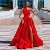 Anokhinaliza alt black girl going out classic style women edgy style church outfit brunch outfit cute spring outfits prom dresses tutu Elegant Purple Long Evening Dresses One Shoulder Satin Side Slit Maix Prom Gowns Simple Formal Occasion Party Dress