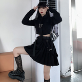 Anokhinaliza Spring Large Size Streetwear Two-Piece Skirt Spring Plus Size 4XL Punk Chain Ribbon Skirts Women 2 Piece Suit For Female