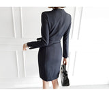 Anokhinaliza  Women Elegant Office Lady Commuting Suit Dress With Belt Autumn Full Sleeve Dress Knee-Length Fashion Vestidos
