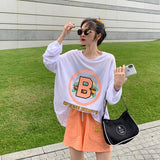 Anokhinaliza alt black girl going out classic style women edgy style church outfit brunch outfit cute spring outfits   Casual Women Tracksuit Two Piece Set Oversize Long Sleeve T-shirt And Shorts Sports Wear Outfit Set Summer Sport Suit