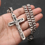 Anokhinaliza Stainless Steel Crucifix Jesus Cross Necklace Pendant Multilayer Jesus Christ Crucifix Necklaces with 24'' Chain Top Quality