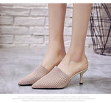 Anokhinaliza summer women Slippers wear thin heels with heels Baotou sandals slippers  breathable wild fashion high heels women shoes