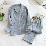 Anokhinaliza Japanese new style autumn and winter long-sleeved trousers, pure cotton air cotton, warm ladies pajamas, home service sleepwear