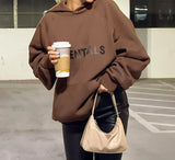 Anokhinaliza Autumn Winter Oversized Sweatshirts Y2k Brown Letter Print Fashion Pullover Long Sleeve Women Casual Loose Hoodie