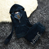 Anokhinaliza Spring/Fall Women's Brand Velvet Fabric Tracksuits Velour hoody Track Suit Hoodies And Pants Oversized Sportswear