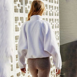 Anokhinaliza Women Fleece White Parka Coat Long Sleeve Lapel Loose Coat Autumn Winter Warm Plush Casual Jacket Teddy Coat Outwear