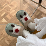 Anokhinaliza Cute Animal Slipper For Women Girls Fashion Kawaii Fluffy Winter Warm Slippers Woman Cartoon Frog House Slippers Funny Shoes