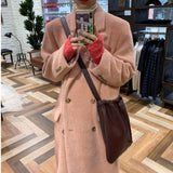 Anokhinaliza  Women Elegant Long Wool Coat Fashion Button Autumn Outerwear Clothing Female Winter warm Jacket Vintage Windbreaker