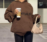 Anokhinaliza Autumn Winter Oversized Sweatshirts Y2k Brown Letter Print Fashion Pullover Long Sleeve Women Casual Loose Hoodie