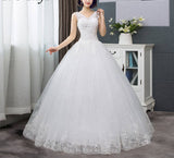 Anokhinaliza New V-neck Wedding Dresses Simple Off White Sequined Cheap Wedding Gown De Novia