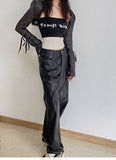 Anokhinaliza alt black girl going out classic style women edgy style church outfit brunch outfit cute spring outfits Gothic Cloak Womne Long Sleeve Crop Top Bow Design Black Cape + Patchwork Tank Top Two Piece Set Korean Style Sexy Tops