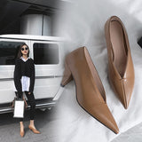 Anokhinaliza women Genuine Leather shoes cow leather Sheep suede spike heels pointed toe women pumps professional  office career