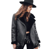 Anokhinaliza Women Fur Coat Winter Leather Jacket Women Black Lamb Fur Short Motorcycle Faux Sheepskin Shearling Street Coats