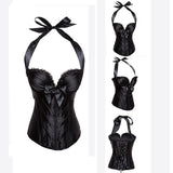 Anokhinaliza alt black girl going out classic style women edgy style church outfit brunch outfit cute spring outfits Green Satin Bows Halter Push Up Corsets And Bustiers Corpetes E Espartilhos Plus Size Corset Lingerie Sexy Korsett For Women 6XL