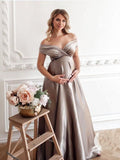 Anokhinaliza Valentine's Day Silk Sexy Maternity Wedding Dress Photo Shoot Baby Showers Party Evening Pregnancy Maxi Gown Photography Props Pregnant Women