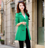 Anokhinaliza Ailegogo New Women's Trench Coat Spring Autumn Black Green Slim Double Breasted Windbreaker Outerwear Female Casual Trench Coat