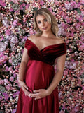 Anokhinaliza Valentine's Day Silk Sexy Maternity Wedding Dress Photo Shoot Baby Showers Party Evening Pregnancy Maxi Gown Photography Props Pregnant Women