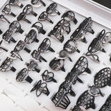 Anokhinaliza 50 Pieces/Lot Butterfly Bowknot Heart Letter Design Stainless Steel Rings for Women Mix Cute Wedding Fashion Jewelry Wholesale