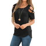 Anokhinaliza Valentine's Day Summer Black Solid Short Sleeve T-shirts Women Casual Off the Shoulder Tees Tops Female Simple Basic Tshirts for Ladies