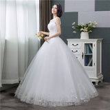 Anokhinaliza New V-neck Wedding Dresses Simple Off White Sequined Cheap Wedding Gown De Novia