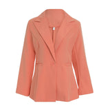 Anokhinaliza Women Chic Ins Pink Oversized Blazer V Neck Single Button Loose Long Jackets Office Lady Morandi Color Outwear Elegant Tops