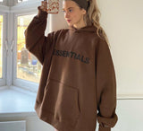 Anokhinaliza Autumn Winter Oversized Sweatshirts Y2k Brown Letter Print Fashion Pullover Long Sleeve Women Casual Loose Hoodie