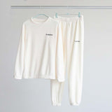 Autumn Winter Pajamas Set Women Loungewear Fleece Sleepwear Home Suits Homewear Ladies Warm Plush Lounge Sleep Wear