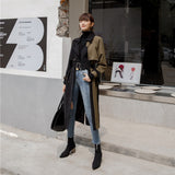 Anokhinaliza Mid-length Windbreaker Female autumn Female New Korean Version Double-breasted Slim Thick Coat 19B-a373