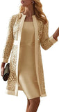 Anokhinaliza Elegant Casual  women Fashion Spring Autumn Slim Dress Lace Cardigan Long Sleeve Knee-length Comfortable Dress vestidos