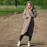 Anokhinaliza Valentine's Day Fall and Winter Casual Solid Gray Cardigan Women Hooded Long Knitted Coats Female Oversized Plus Size Overcoats Outwear