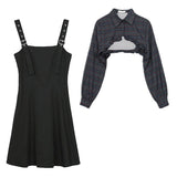Anokhinaliza Functional Styl Sling Skirt Suit Women's Spring New Inner Waist Waist All-match Black Skirt Fried Street Suit Two-piece Top