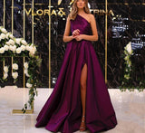 Anokhinaliza alt black girl going out classic style women edgy style church outfit brunch outfit cute spring outfits prom dresses tutu Elegant Purple Long Evening Dresses One Shoulder Satin Side Slit Maix Prom Gowns Simple Formal Occasion Party Dress