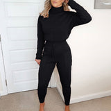 Anokhinaliza  mid size graduation outfit romantic style teen swag clean girl ideas 90s latina aesthetic freaknik tomboy swaggy goWomen Elegant Turtleneck Sweatshirt Top And Pencil Pants Set Causal Lady Solid 2 Piece Suit  Spring Long Sleeve Loose Sets