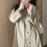 Anokhinaliza Women Long Trench Coat Large Size Winter Windbreaker Female Clothes Wide-waisted Breasted With Sashes Slim Outerwear