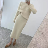 Anokhinaliza alt black girl  going out Winter 2 Piece Dress Set Women Elegant Knitted Suits Sweater Korean Style Solid Pullover + Casual Midi Dress Tracksuits