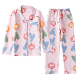 Anokhinaliza Japanese new style autumn and winter long-sleeved trousers, pure cotton air cotton, warm ladies pajamas, home service sleepwear
