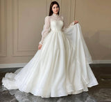 Anokhinaliza alt black girl  going out Modest Organza A Line Wedding Dress Lace Puff Long Sleeves High Neck Korea Wedding Bridal Gowns Robe de mariage