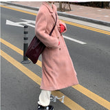 Anokhinaliza  Women Elegant Long Wool Coat Fashion Button Autumn Outerwear Clothing Female Winter warm Jacket Vintage Windbreaker