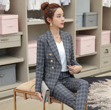 Anokhinaliza High quality professional women's suits large size S-4XL autumn and winter new slim full-sleeve blazer Slim trouser suit