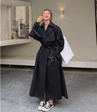 Anokhinaliza Korean Style Loose Oversized X-Long Women's Trench Coat Double-Breasted Belted Lady Cloak Windbreaker Spring Fall Outerwear Grey