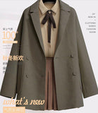 Anokhinaliza Woolen Coat Three-Piece Jacket Blouse Short Skirt Plus Size Women Streetwear Autumn Winter Suit Female Age Reduction Double-Side