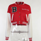 Anokhinaliza Patchwork Crop Jacket Varsity Women Autumn Winter Casual Oversized Fashion Baseball Coat