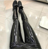 Anokhinaliza Fashion Ladies Leggings PU Leather Leggings Black Seamless Gothic Slim Long Pants Women High Waist Sexy Skinny Leggings