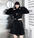 Anokhinaliza Spring Large Size Streetwear Two-Piece Skirt Spring Plus Size 4XL Punk Chain Ribbon Skirts Women 2 Piece Suit For Female