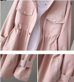 Anokhinaliza Women's Windbreaker Autumn New Korean Wild Loose Stand-Collar Fashion Pink Jacket Female Student Windbreaker Coat Lining 96
