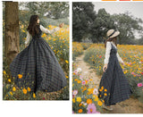 Anokhinaliza   Renaissance Retro Elegant Long Dress for Women Bows Lace Lattice Two Fake Dress Autumn Medieval Costume New Halloween Party Gown